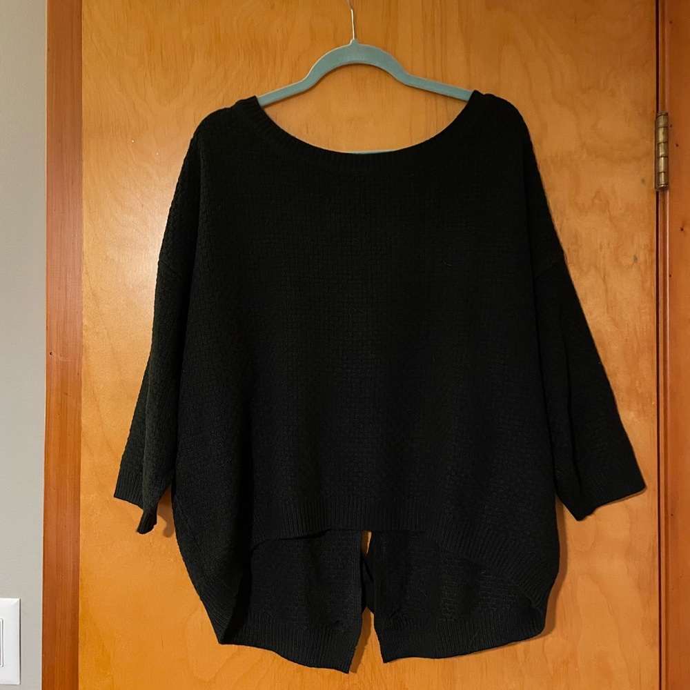 New York & Company Black Sweater with Open back braided detail
